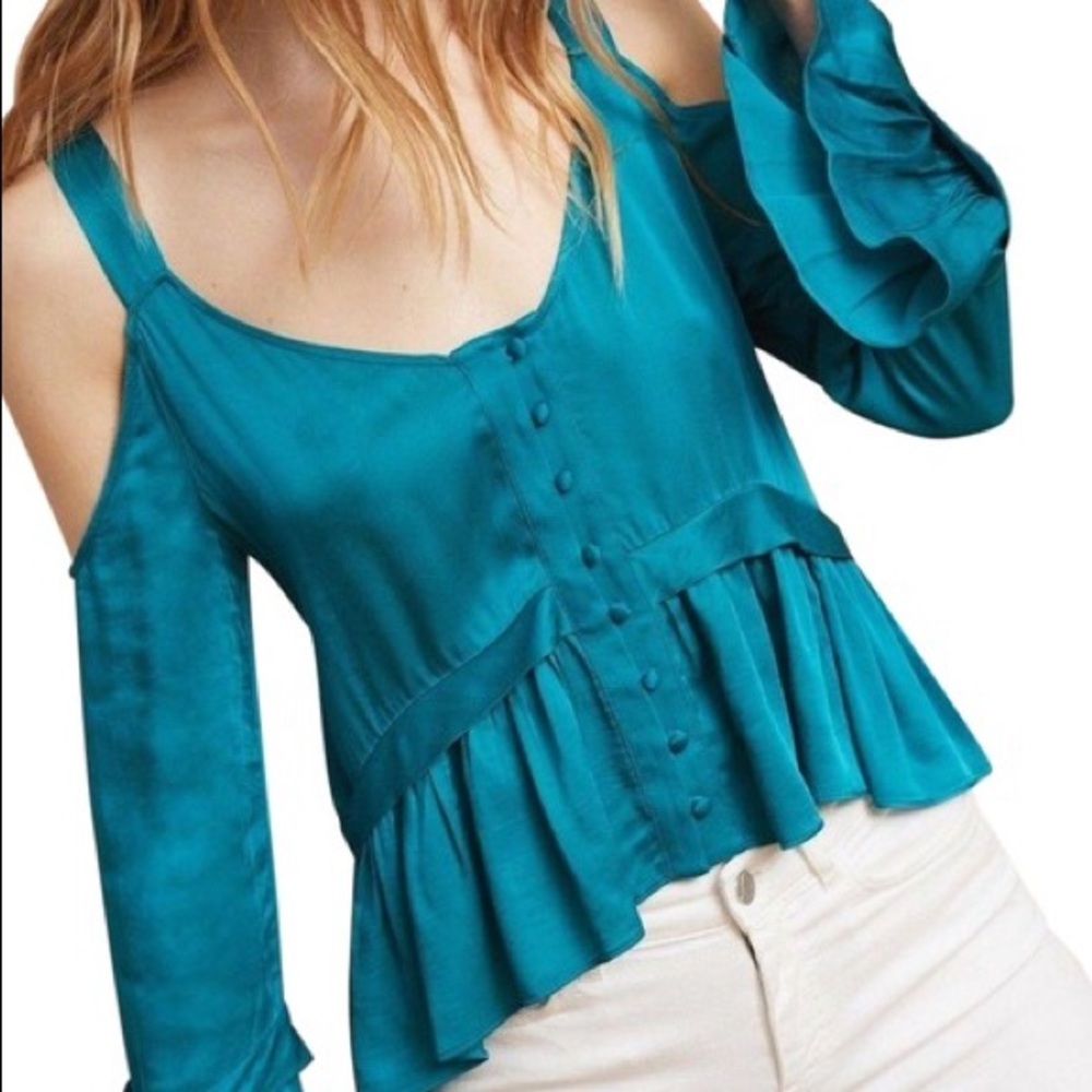 Anthropologie Turquoise Off Shoulder Top